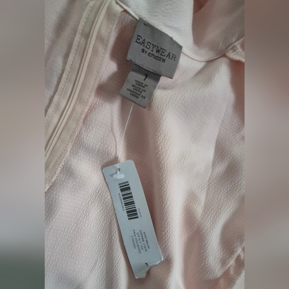 Chico's Pink Relaxed 3/4 Sleeve Tunic with Mandarin Collar - Picture 7 of 9